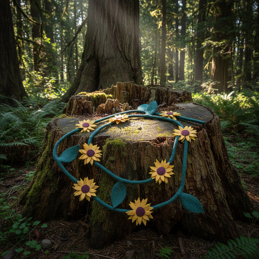 3 metre long hand felted sunflower garland