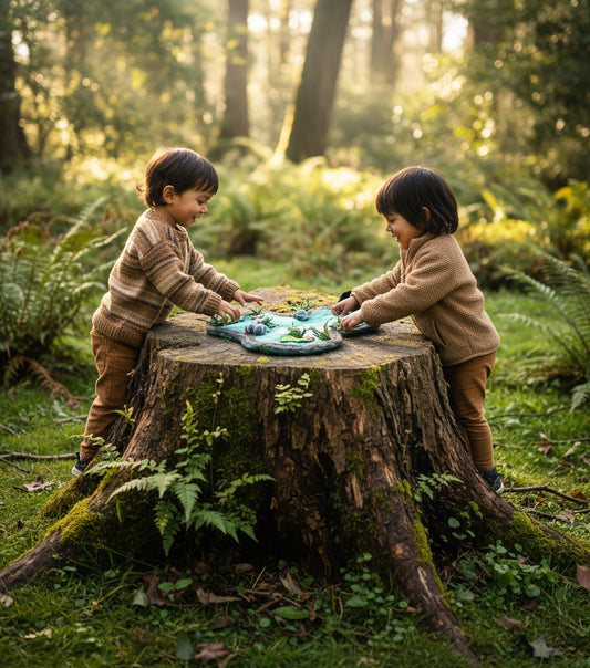 A hand felted Lilly pond play scape aprox 40cm wide