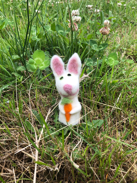 Rabbit with carrot finger puppet