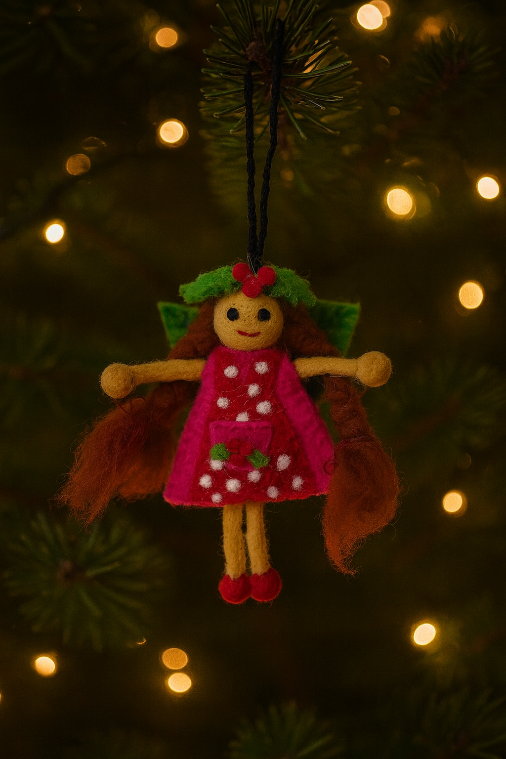 Miss holly pink Xmas faery ornament