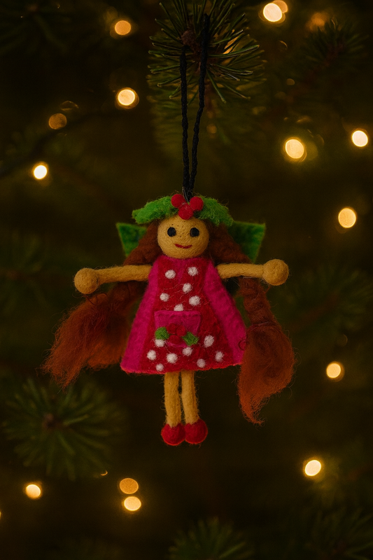 Miss holly pink Xmas faery ornament