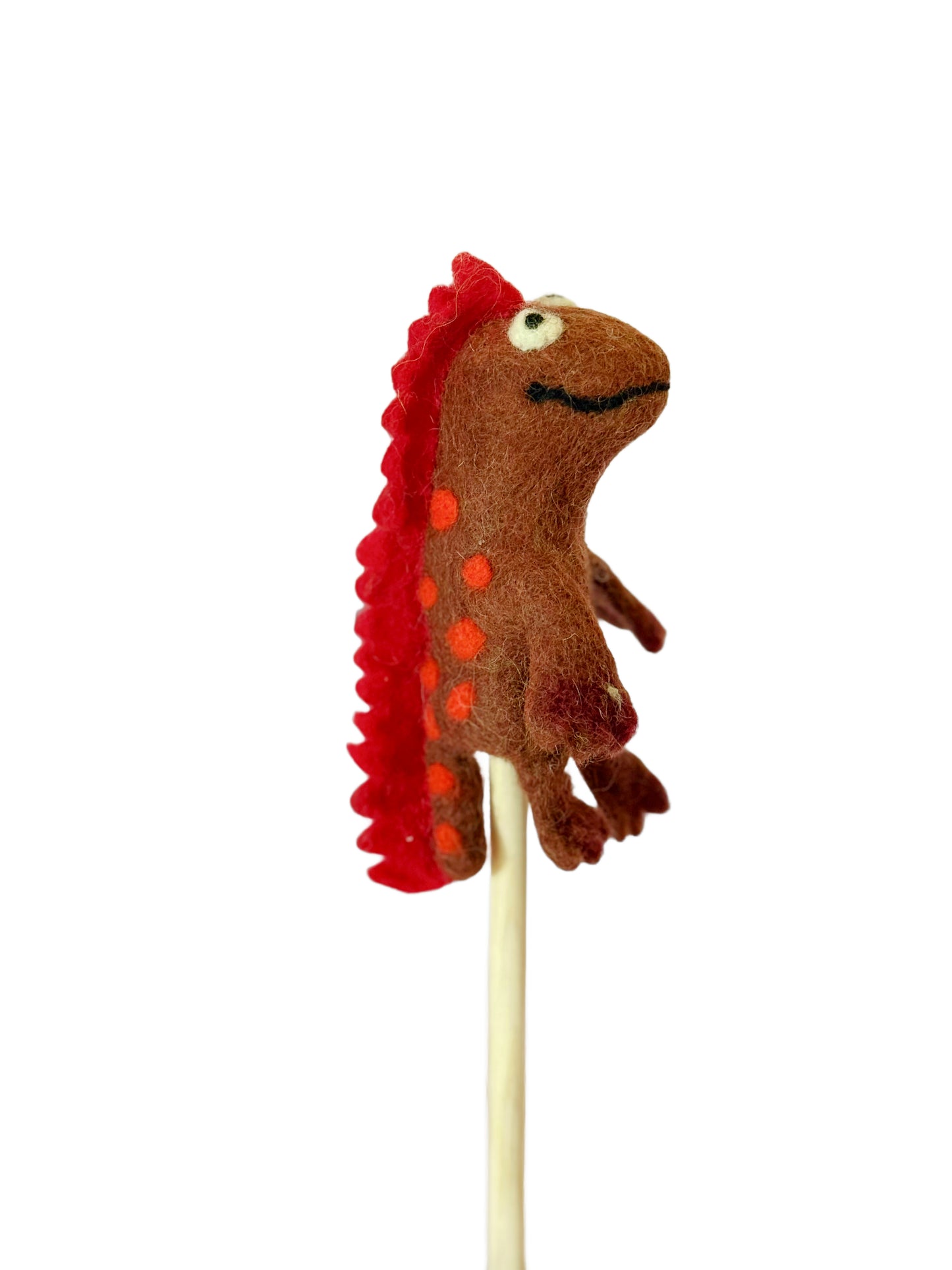 Dino 3d red brown finger puppet