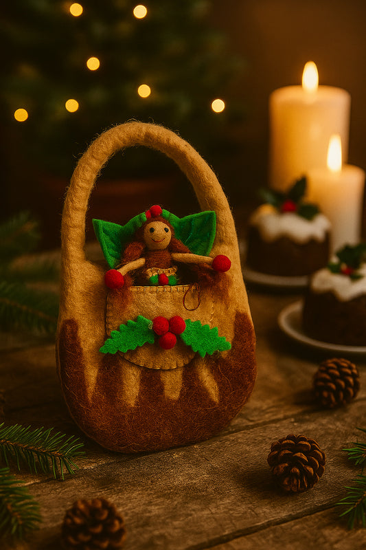 Plum pudding bag with faery