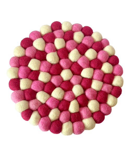 Pink felt ball trivet