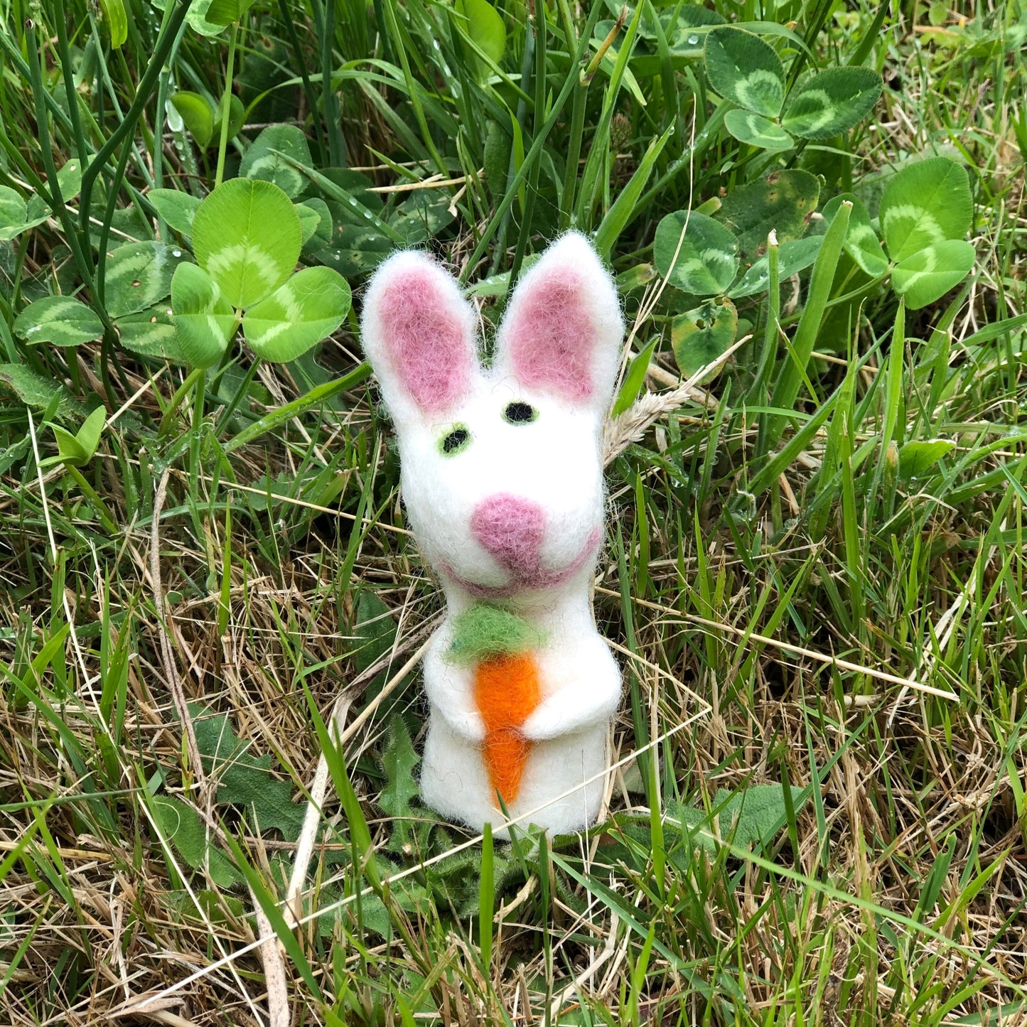 Rabbit with carrot finger puppet